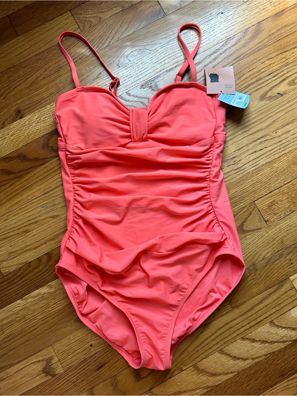 Shade & Shore Coral One-Piece Swimsuit with Adjustable Straps large
